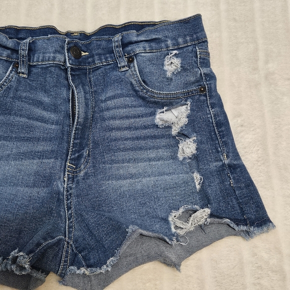 BOGO Free🦋 Aeropostale High Rise Midi Distressed Denim Shorts - Picture 4 of 13